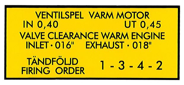 Decal Valve cover B16 in the group Volvo / PV/Duett / Miscellaneous /        / Dekaler 544/210 at VP Autoparts Inc. (105)