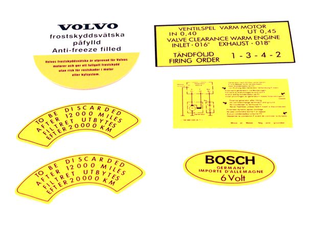 Decal kit B16B in the group Volvo / Amazon/122 / Electrical components / Ignition system / Ignition coil, spark plugs, cables B16 at VP Autoparts Inc. (182)